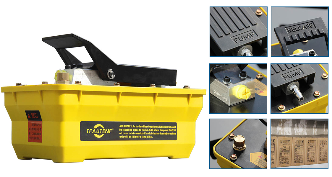 air over hydraulic pump with 2.3 litre reservoir