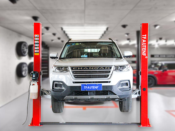 Which scenes are two post car lifts used in