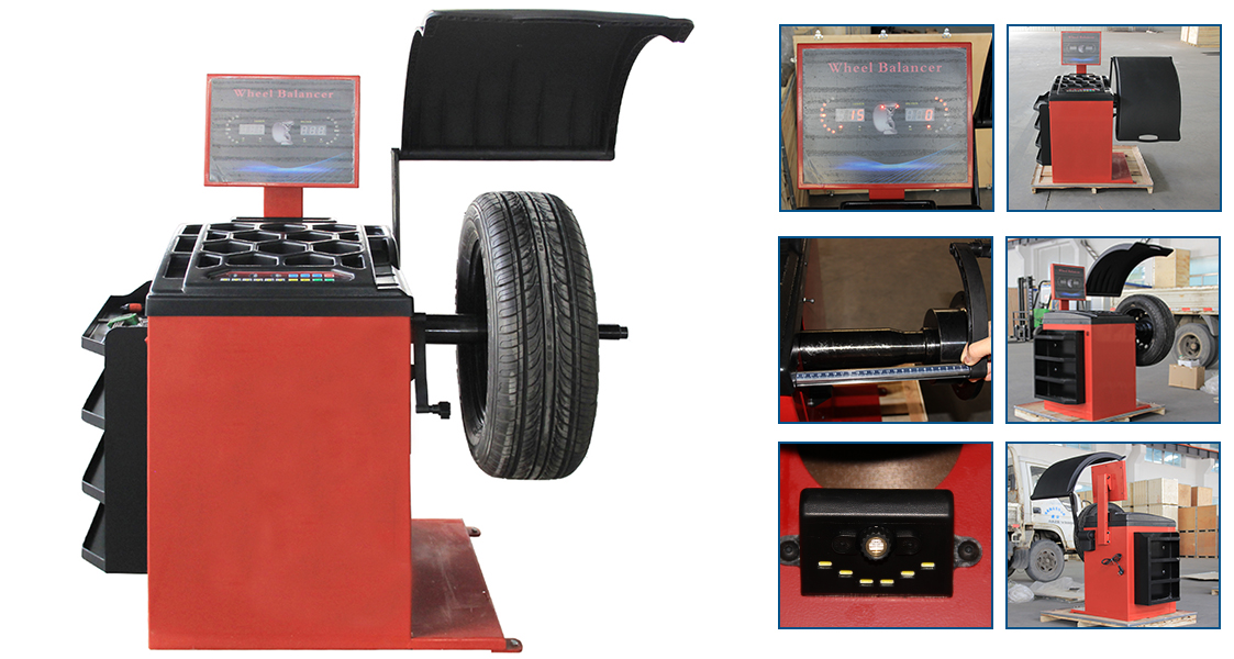 Semi-automatic wheel balancing machine