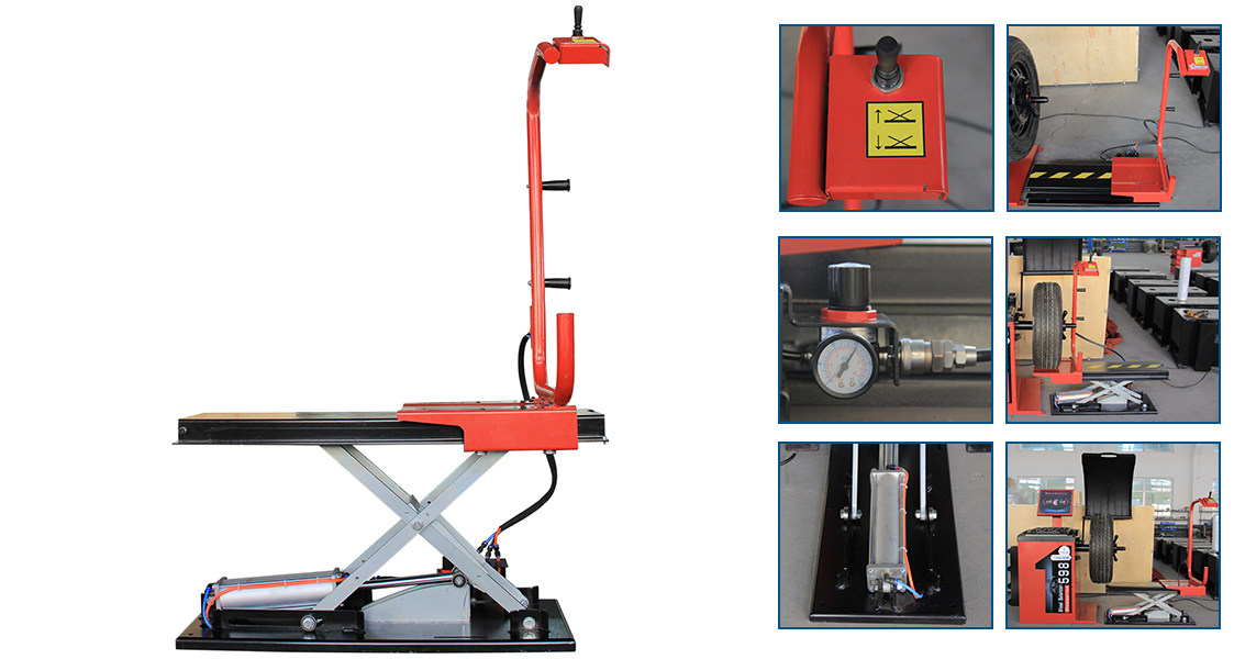 Tire lifter for wheel balancing machine